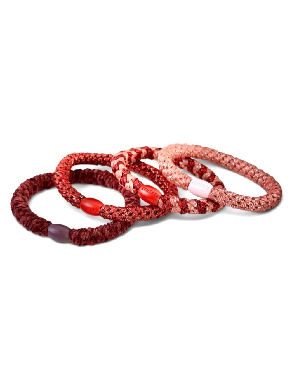 4-Bundle NWT KKNEKKI Authentic Original Hair Ties Elastics in WINTERBERRY